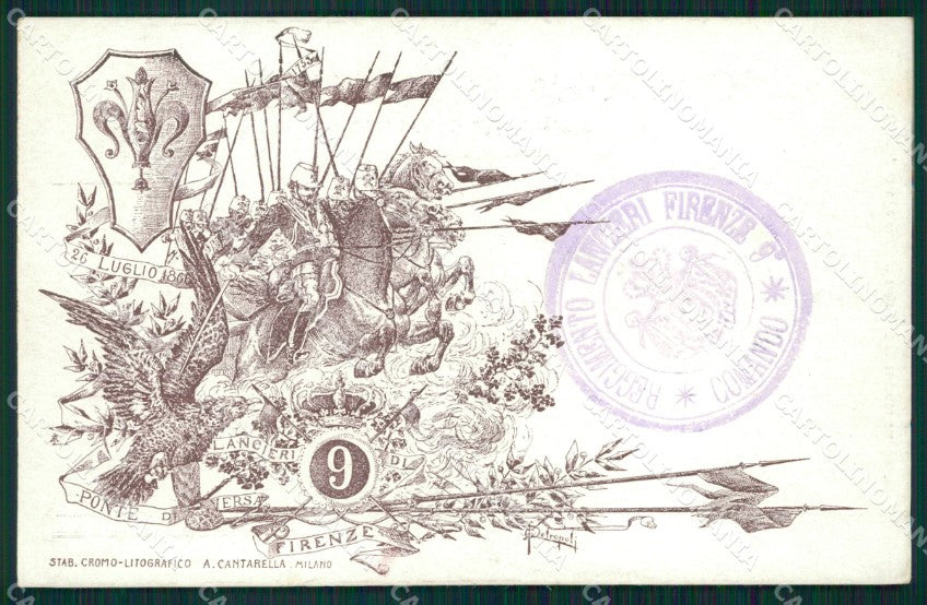 Militari Reggimentali IX Lancieri di Firenze Petropoli cartolina XF2219 – fronte