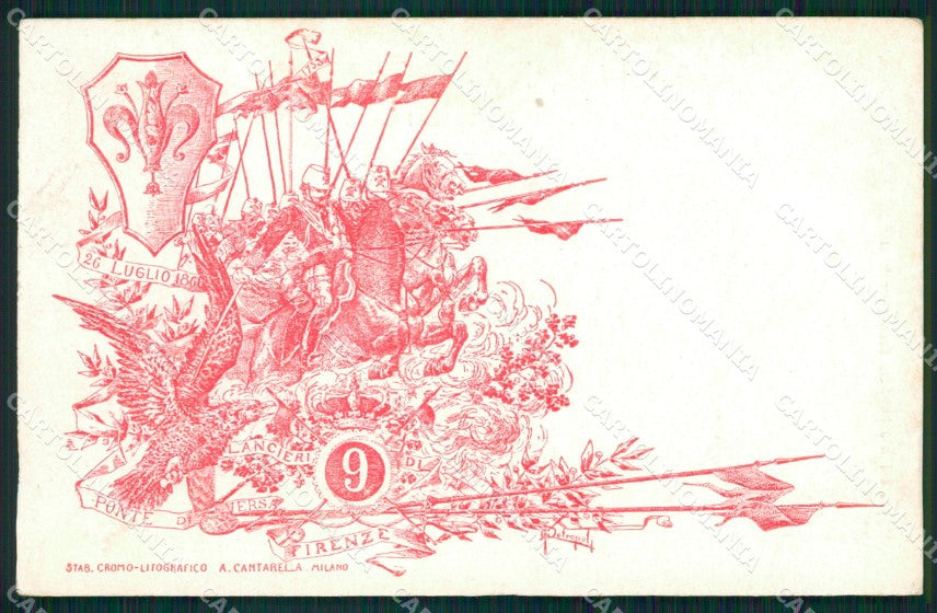 Militari Reggimentali IX Lancieri di Firenze Petropoli cartolina XF2221 – fronte