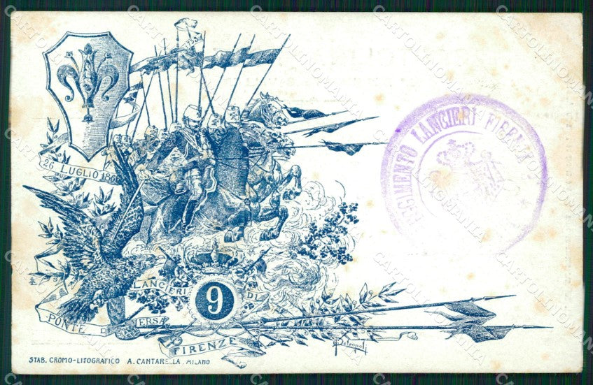 Militari Reggimentali IX Lancieri di Firenze Petropoli cartolina XF2223 – fronte