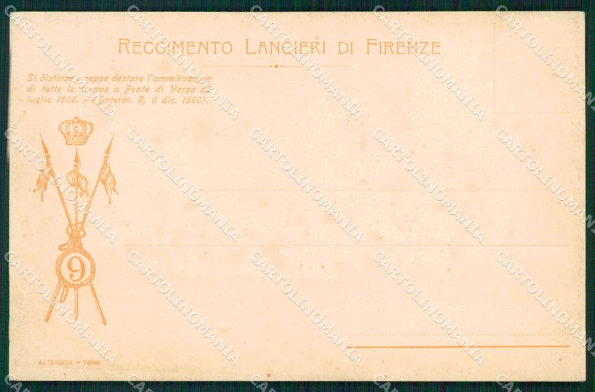 Militari Reggimentali IX Lancieri di Firenze cartolina XF2232 – fronte
