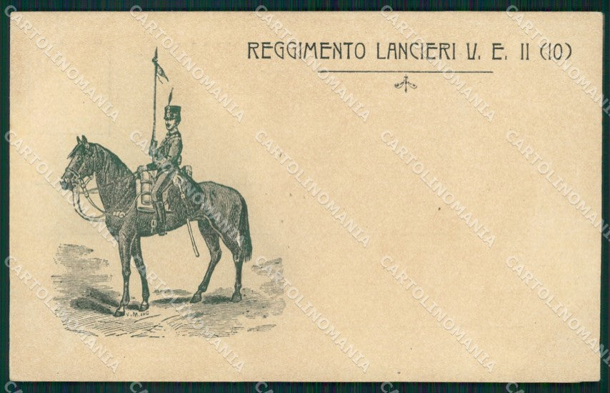 Militari Reggimentali X Lancieri di Vittorio Emanuele II cartolina XF2241 – fronte