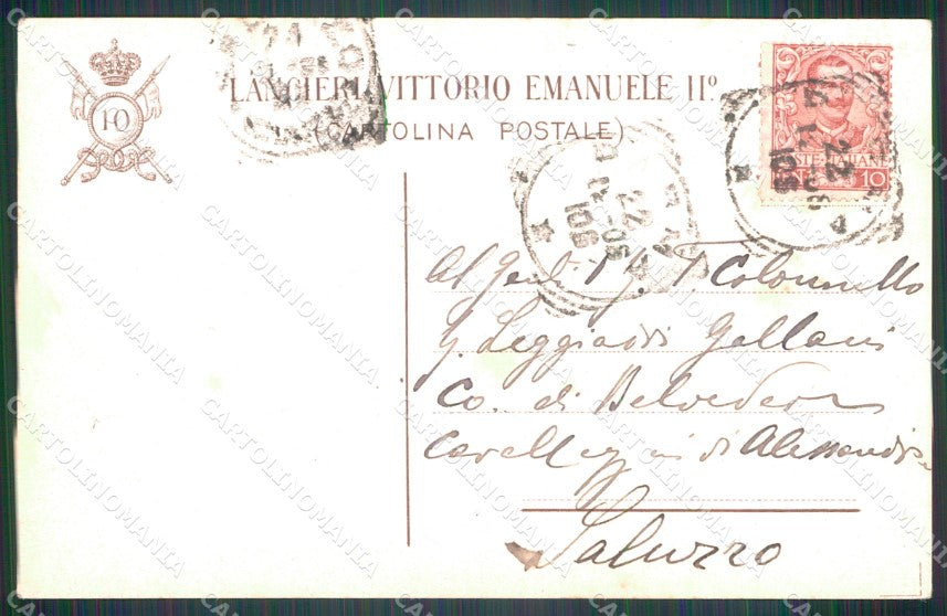 Militari Reggimentali X Lancieri Vittorio Emanuele II Rinaldi cartolina XF2250 – retro