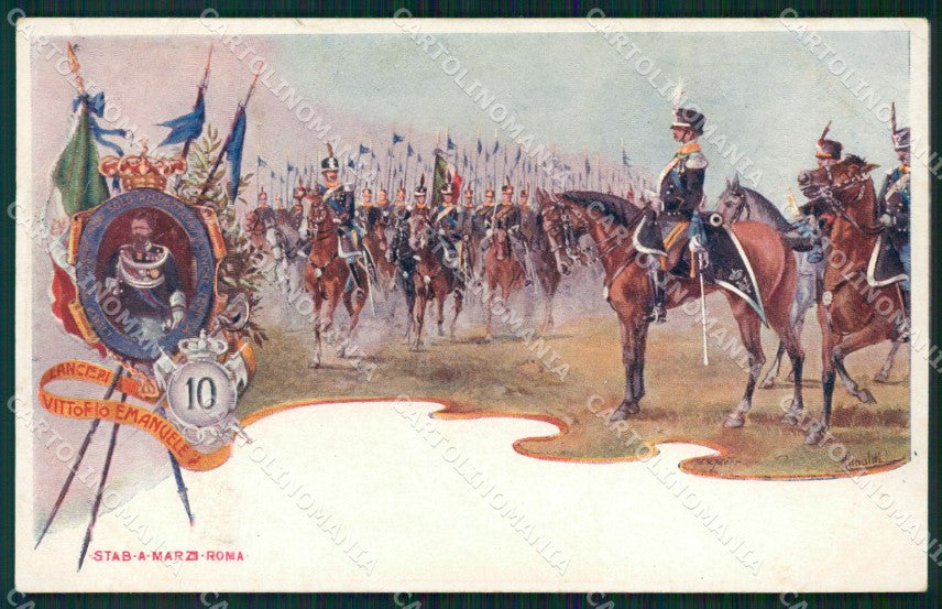 Militari Reggimentali X Lancieri Vittorio Emanuele II Rinaldi cartolina XF2251 – fronte
