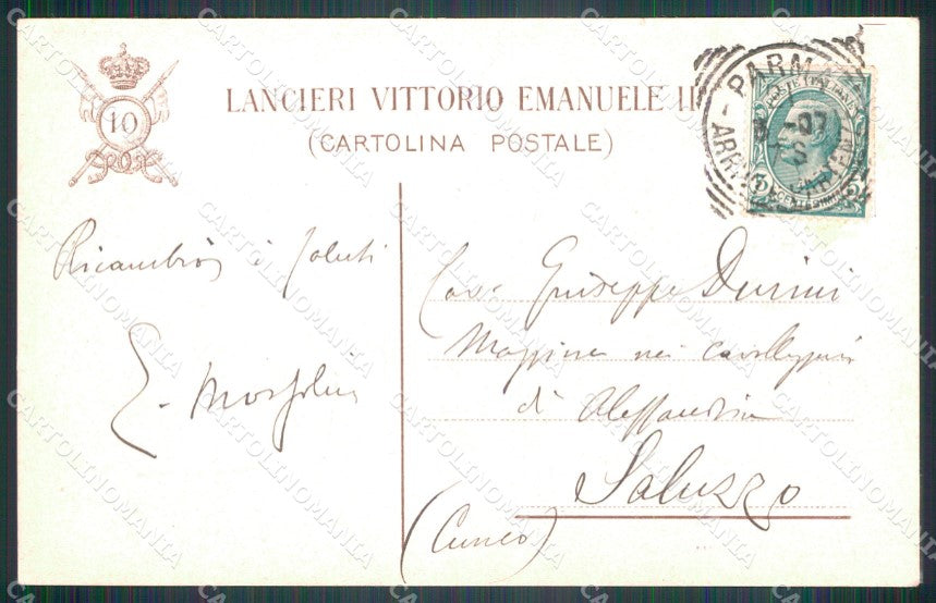 Militari Reggimentali X Lancieri Vittorio Emanuele II Rinaldi cartolina XF2251 – retro