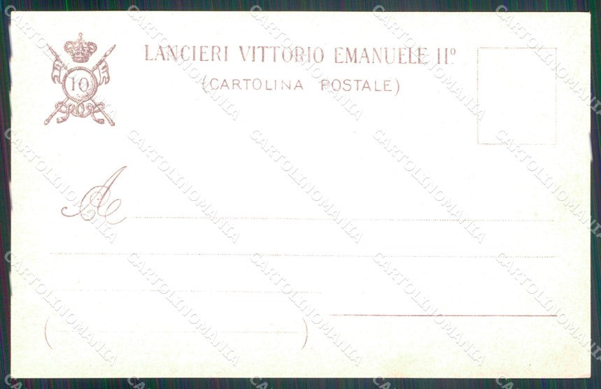 Militari Reggimentali X Lancieri di Vittorio Emanuele II Savoia cartolina XF2259 – retro