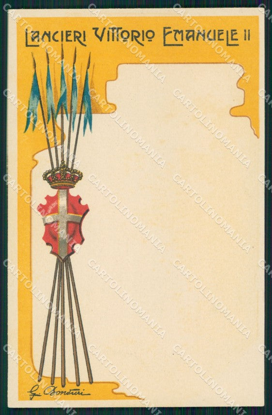 Militari Reggimentali X Lancieri di Vittorio Emanuele II cartolina XF2261 – fronte