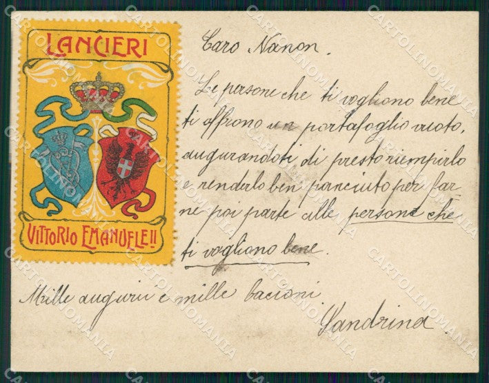 Militari Reggimentali X Lancieri di Vittorio Emanuele II cartoncino XF2263 – fronte
