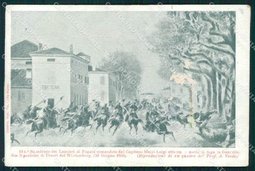Militari XI Reggimento Cavalleggeri Foggia Gazoldo ABRASA cartolina XF2274 – fronte