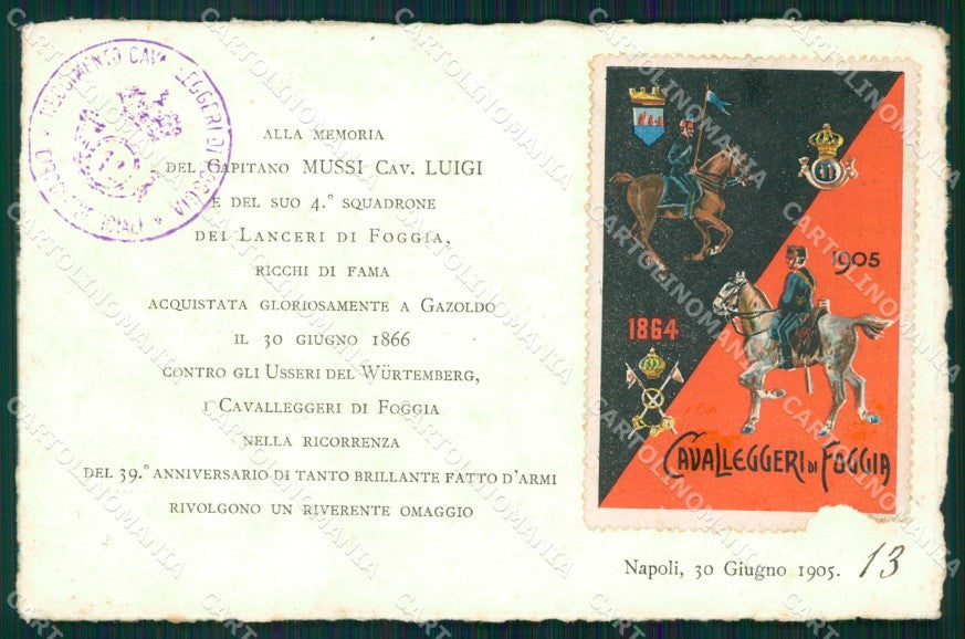 Militari XI Reggimento Cavalleggeri di Foggia IV Squadrone cartolina XF2277 – fronte