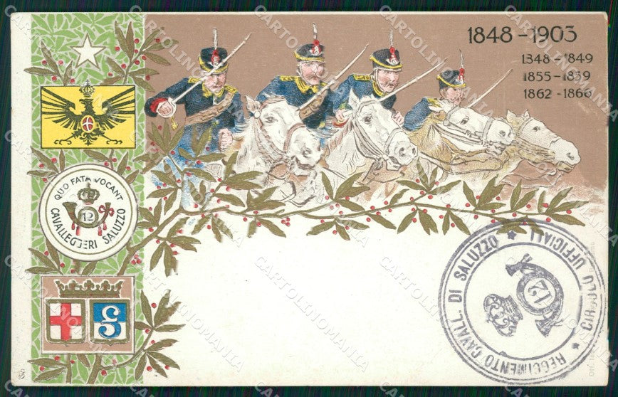 Militari Reggimentali XII Reggimento Cavalleggeri di Saluzzo cartolina XF2304 – fronte