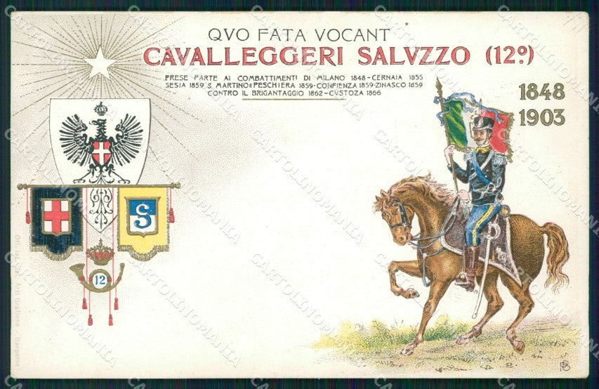 Militari Reggimentali XII Reggimento Cavalleggeri di Saluzzo cartolina XF2313 – fronte