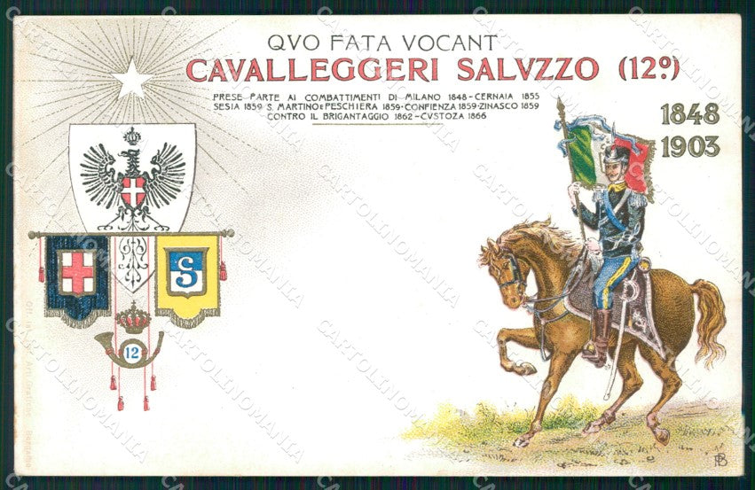 Militari Reggimentali XII Reggimento Cavalleggeri di Saluzzo cartolina XF2314 – fronte