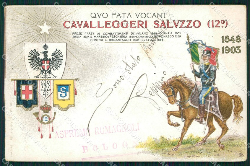 Militari Reggimentali XII Reggimento Cavalleggeri di Saluzzo cartolina XF2319 – fronte