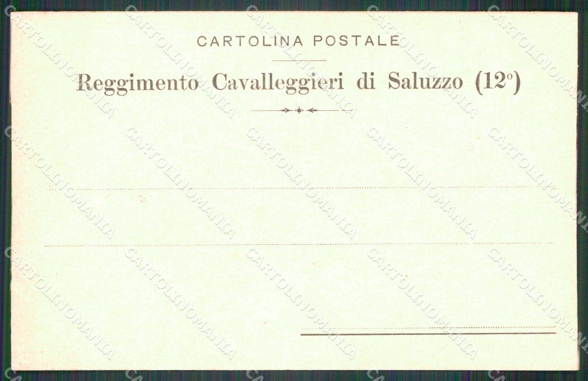 Militari Reggimentali XII Reggimento Cavalleggeri di Saluzzo cartolina XF2322 – retro
