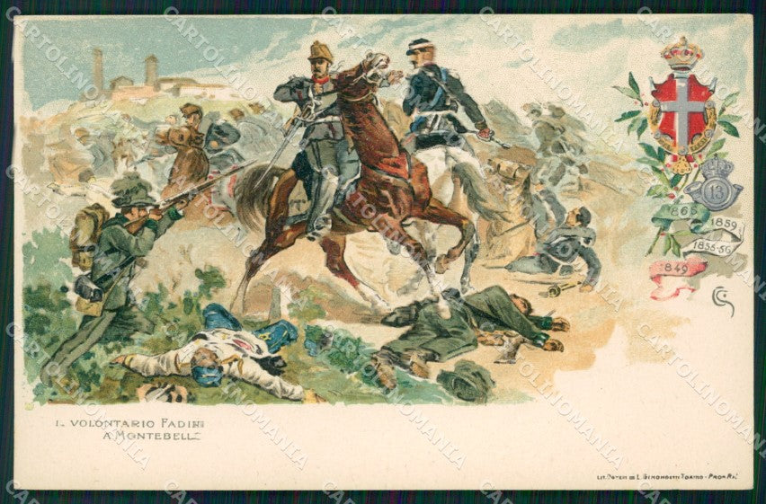 Militari Reggimentali XIII Cavalleggeri Monferrato Montebello cartolina XF2331 – fronte