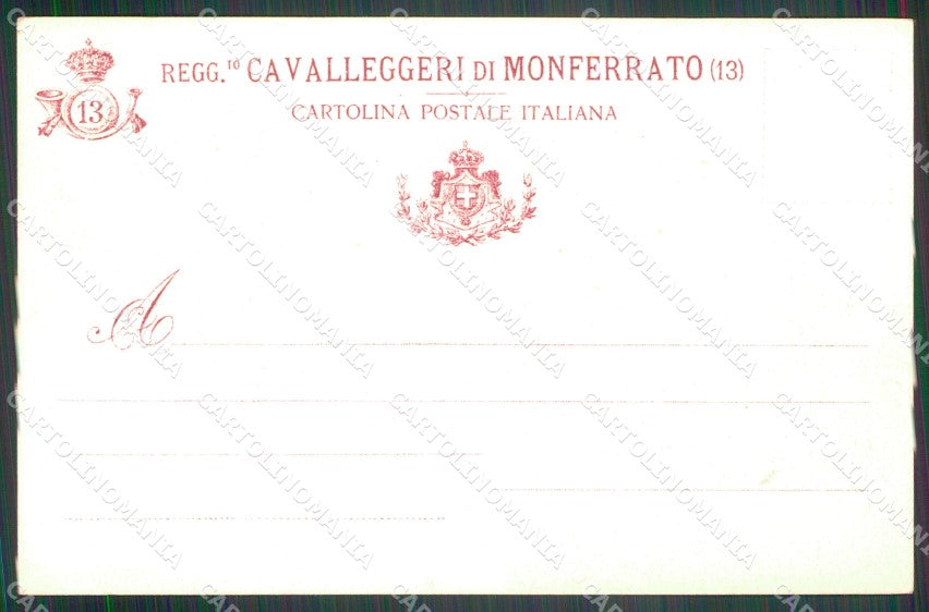 Militari Reggimentali XIII Cavalleggeri Monferrato Montebello cartolina XF2331 – retro
