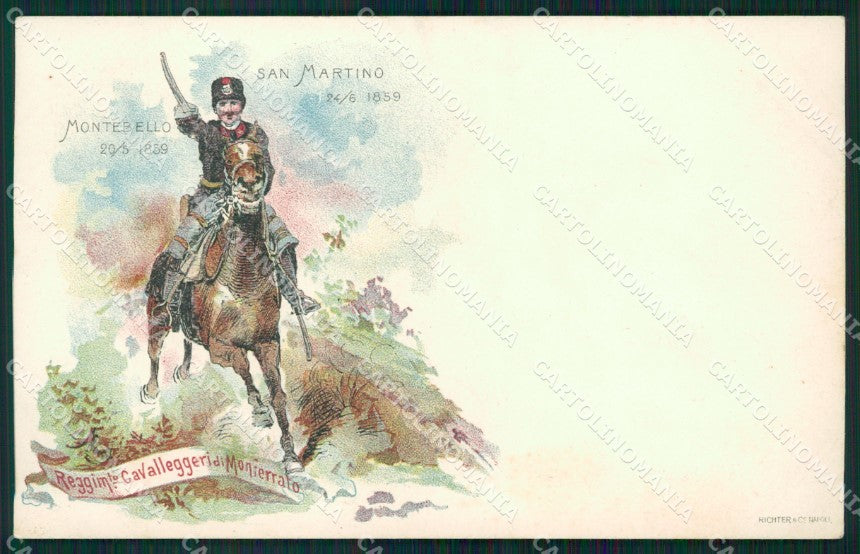 Militari XIII Cavalleggeri di Monferrato San Martino Montebello cartolina XF2334 – fronte