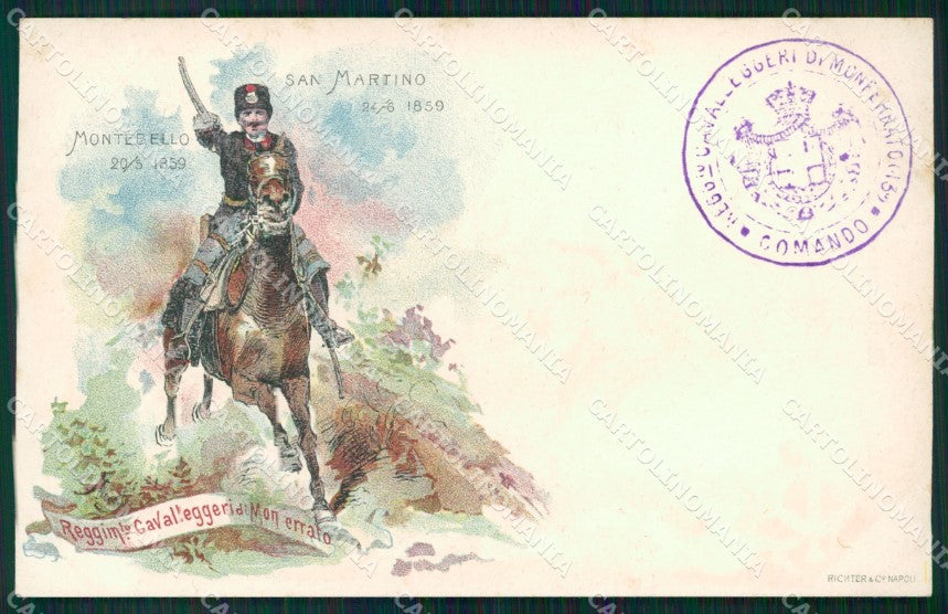 Militari XIII Cavalleggeri di Monferrato San Martino Montebello cartolina XF2335 – fronte