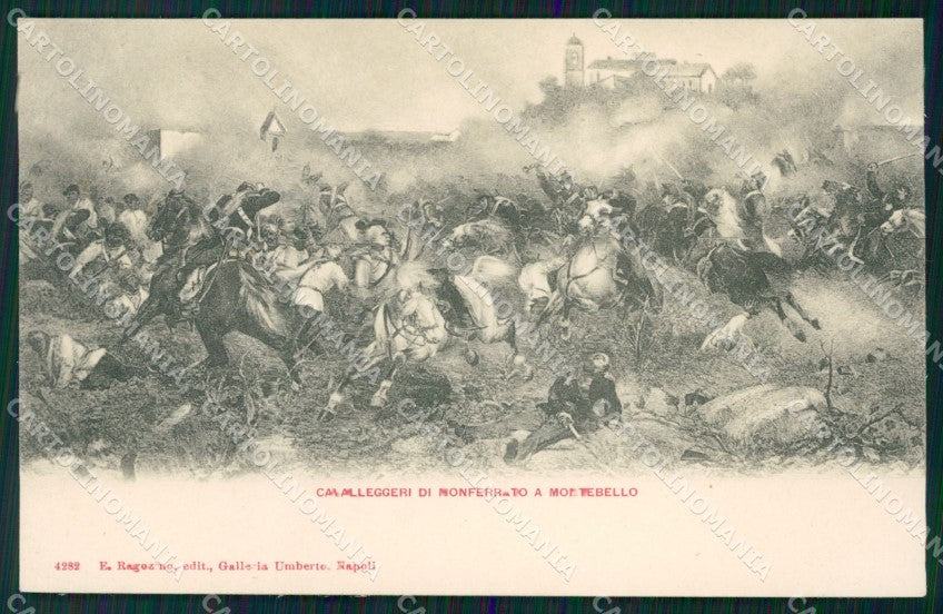 Militari Reggimentali XIII Cavalleggeri Monferrato Montebello cartolina XF2340 – fronte