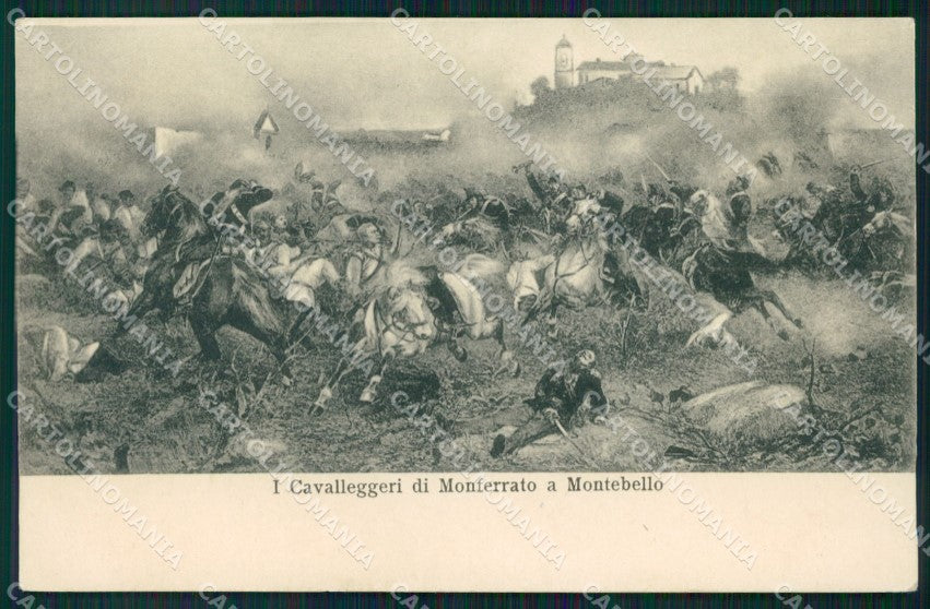 Militari Reggimentali XIII Cavalleggeri Monferrato Montebello cartolina XF2341 – fronte