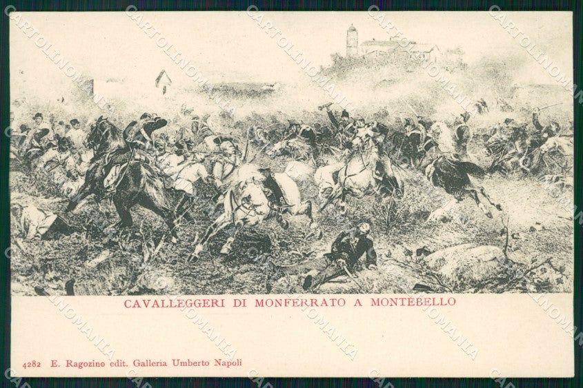 Militari Reggimentali XIII Cavalleggeri Monferrato Montebello cartolina XF2342 – fronte