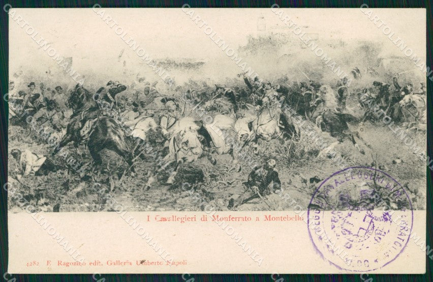 Militari XIII Cavalleggeri di Monferrato Montebello ABRASA cartolina XF2344 – fronte