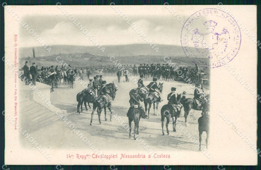 Militari XIV Reggimento Cavalleggeri di Alessandria Custoza cartolina XF2364 – fronte