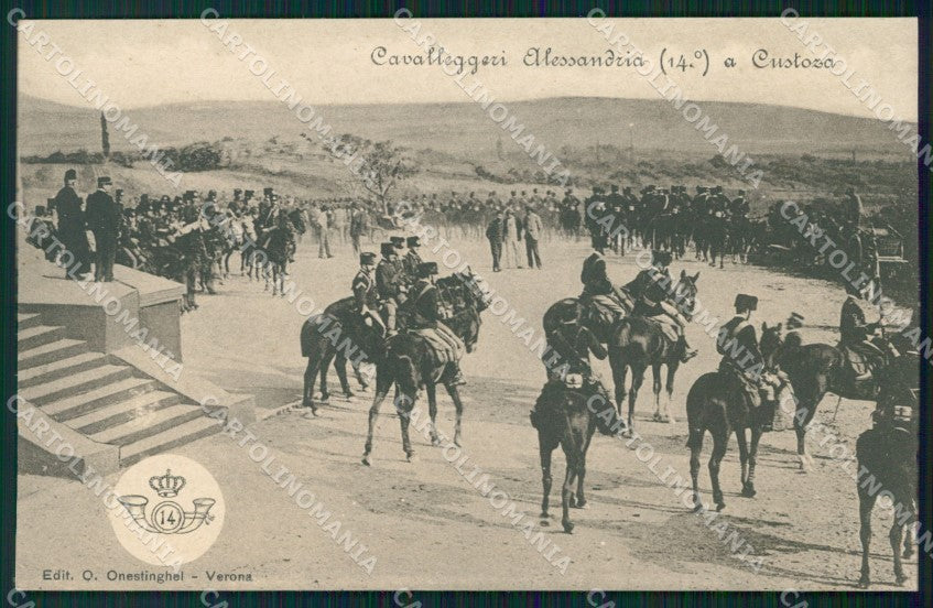 Militari XIV Reggimento Cavalleggeri di Alessandria Custoza cartolina XF2365 – fronte