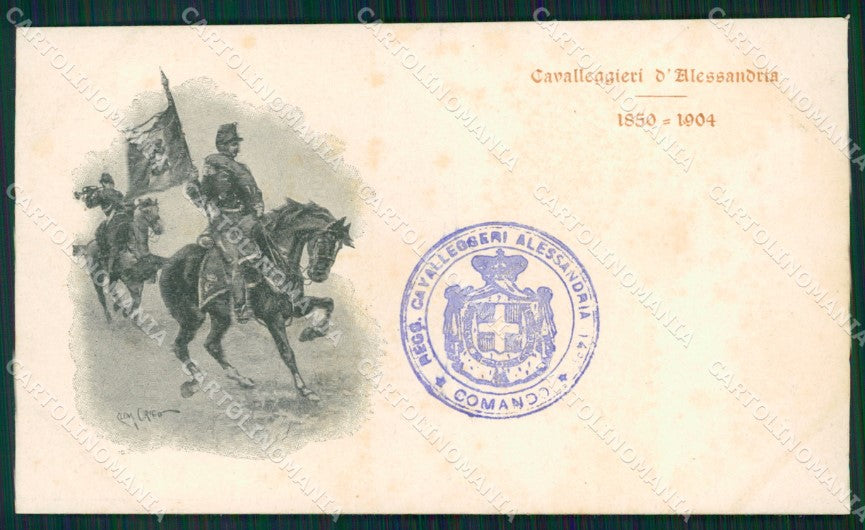 Militari XIV Reggimento Cavalleggeri Alessandria Origo RIFILATA cartolina XF2369 – fronte
