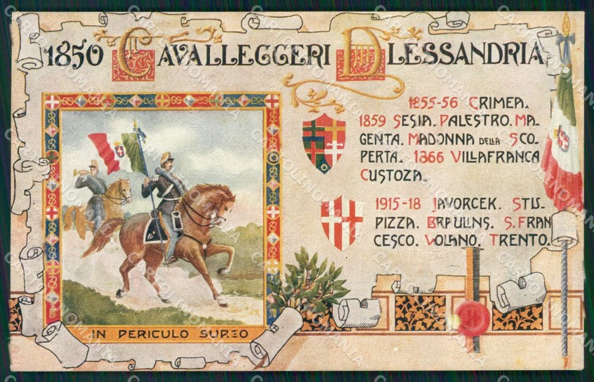 Militari XIV Reggimento Cavalleggeri di Alessandria cartolina XF2380 – fronte