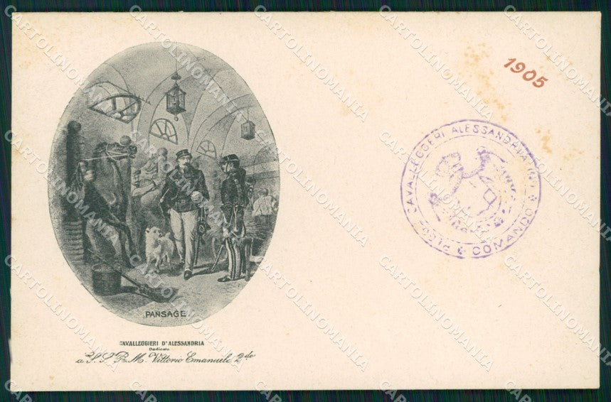 Militari XIV Reggimento Cavalleggeri di Alessandria 1905 cartolina XF2384 – fronte