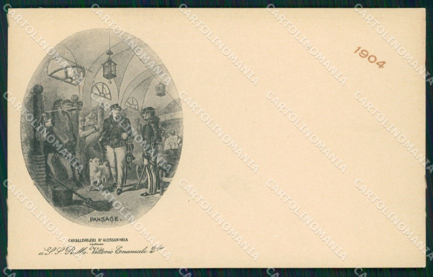 Militari XIV Reggimento Cavalleggeri di Alessandria 1904 cartolina XF2385 – fronte