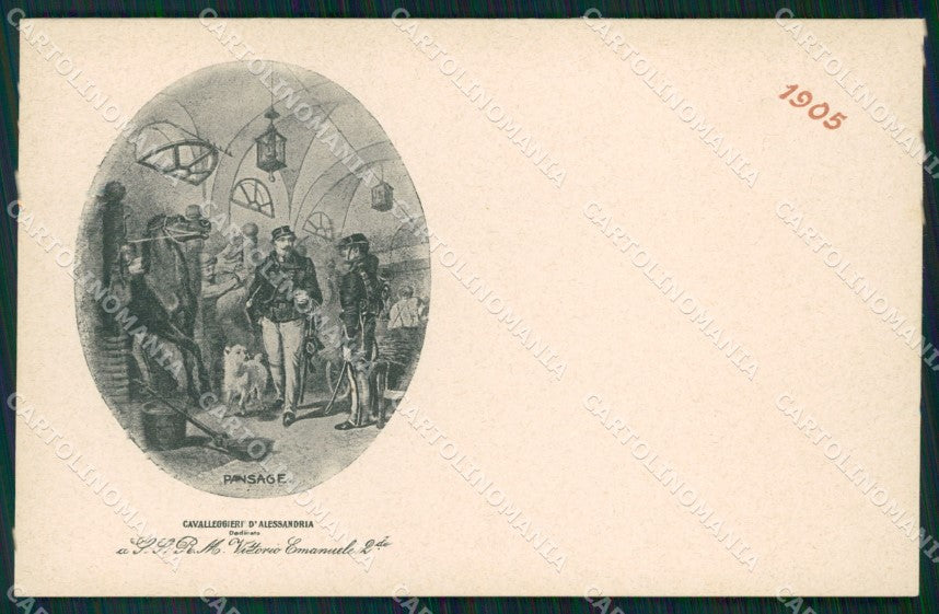 Militari XIV Reggimento Cavalleggeri di Alessandria 1905 cartolina XF2386 – fronte