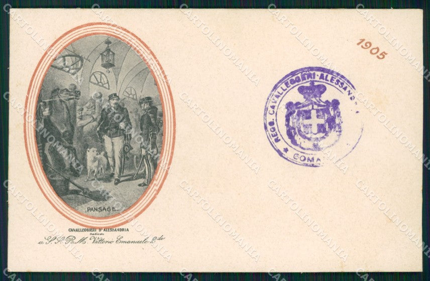 Militari XIV Reggimento Cavalleggeri di Alessandria 1905 cartolina XF2388 – fronte