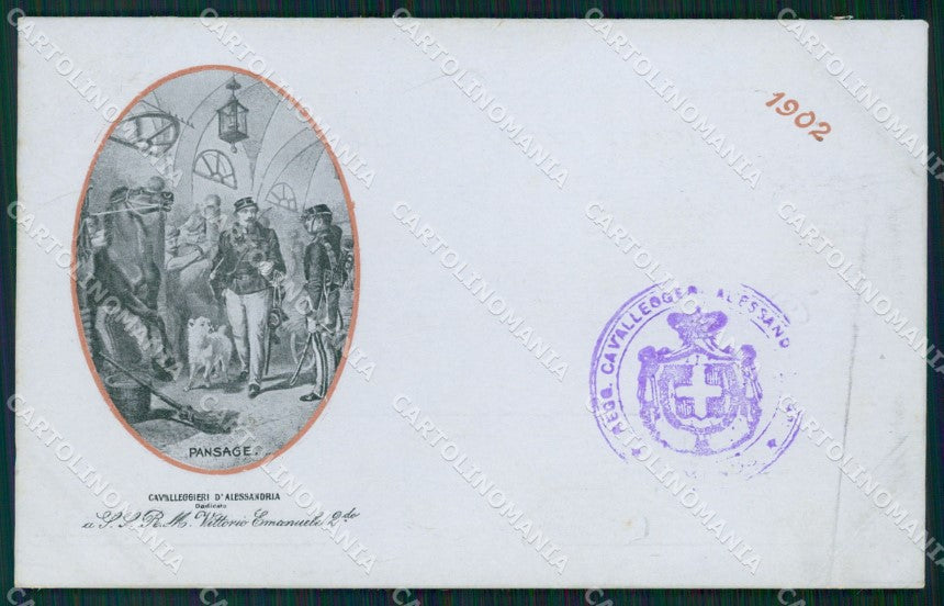 Militari XIV Reggimento Cavalleggeri Alessandria 1902 PIEGHINA cartolina XF2389 – fronte