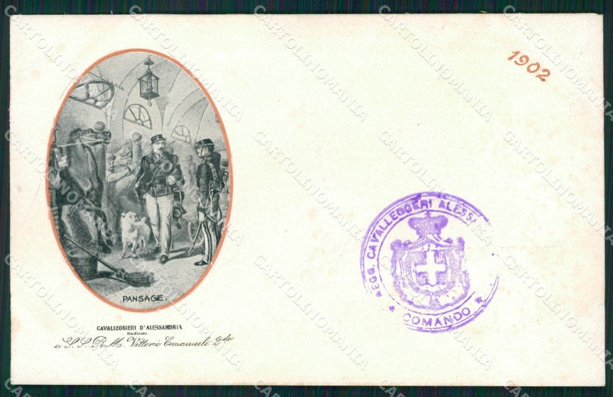 Militari XIV Reggimento Cavalleggeri di Alessandria 1902 cartolina XF2390 – fronte