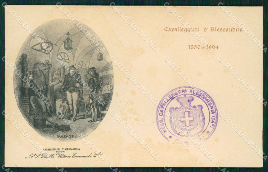 Militari XIV Reggimento Cavalleggeri di Alessandria 1904 cartolina XF2393 – fronte