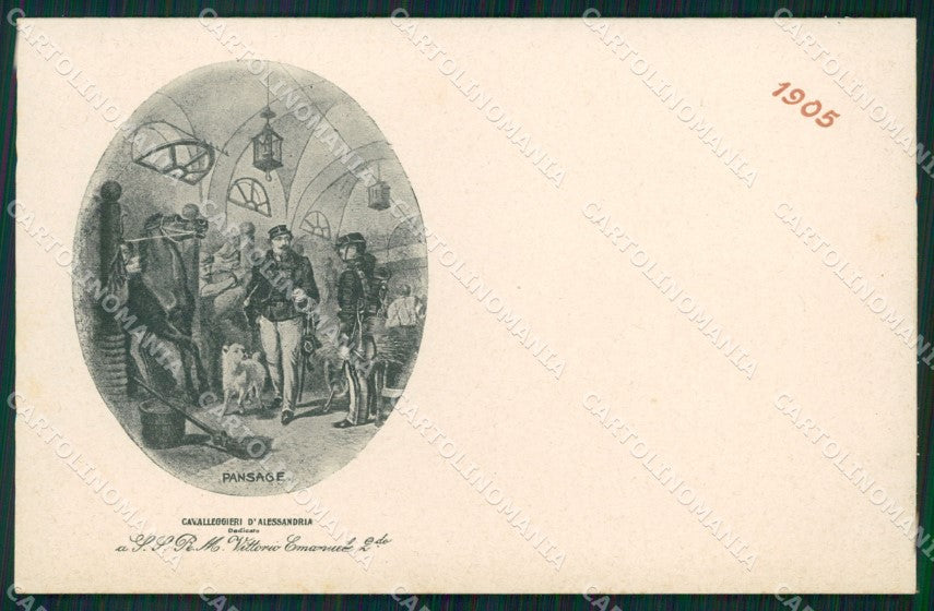 Militari XIV Reggimento Cavalleggeri di Alessandria 1905 cartolina XF2394 – fronte