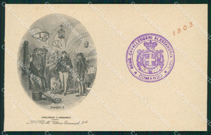 Militari XIV Reggimento Cavalleggeri di Alessandria 1903 cartolina XF2396 – fronte