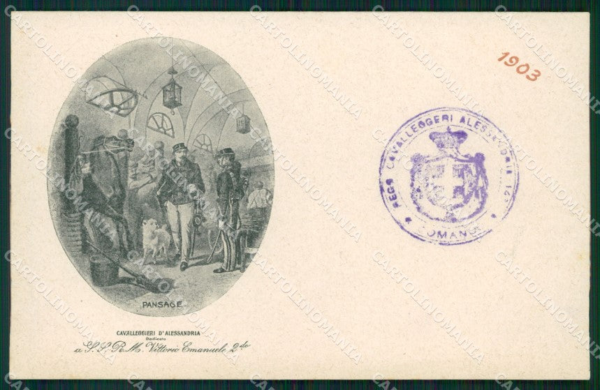 Militari XIV Reggimento Cavalleggeri di Alessandria 1903 cartolina XF2397 – fronte