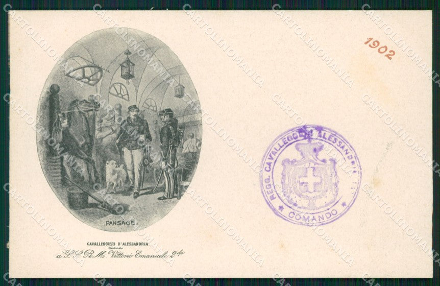 Militari XIV Reggimento Cavalleggeri di Alessandria 1902 cartolina XF2398 – fronte