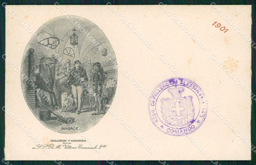 Militari XIV Reggimento Cavalleggeri di Alessandria 1901 cartolina XF2399 – fronte