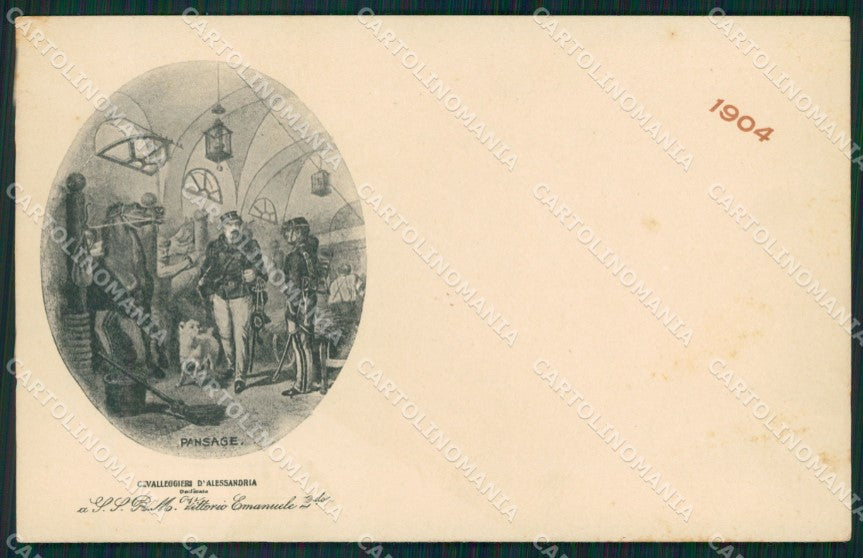Militari XIV Reggimento Cavalleggeri di Alessandria 1904 cartolina XF2400 – fronte