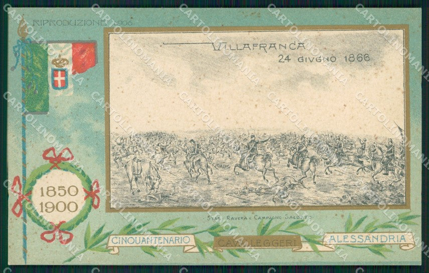 Militari XIV Reggimento Cavalleggeri di Alessandria Villafranca cartolina XF2401 – fronte