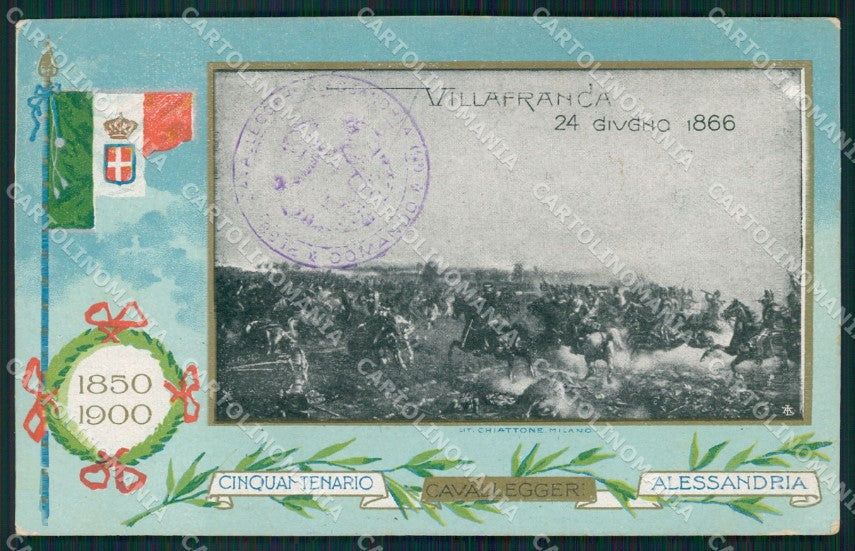 Militari XIV Reggimento Cavalleggeri di Alessandria Villafranca cartolina XF2402 – fronte
