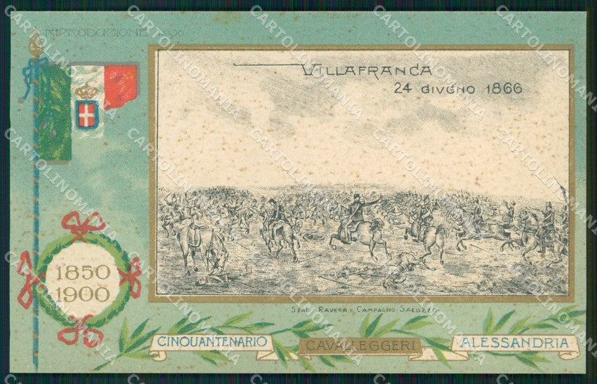 Militari XIV Reggimento Cavalleggeri di Alessandria Villafranca cartolina XF2403 – fronte