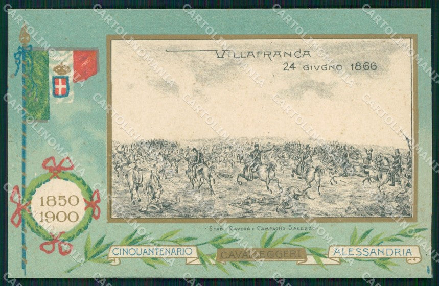 Militari XIV Reggimento Cavalleggeri di Alessandria Villafranca cartolina XF2404 – fronte