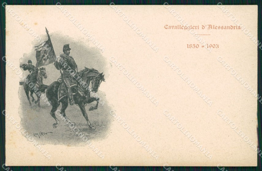 Militari XIV Reggimento Cavalleggeri di Alessandria Origo 1903 cartolina XF2406 – fronte
