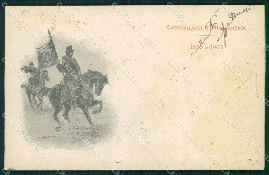 Militari XIV Reggimento Cavalleggeri Alessandria 1905 ABRASA cartolina XF2408 – fronte