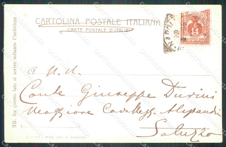 Militari XIV Reggimento Cavalleggeri Alessandria 1905 ABRASA cartolina XF2408 – retro